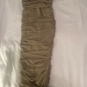 Missguided + Olive Ruched Midi Dress